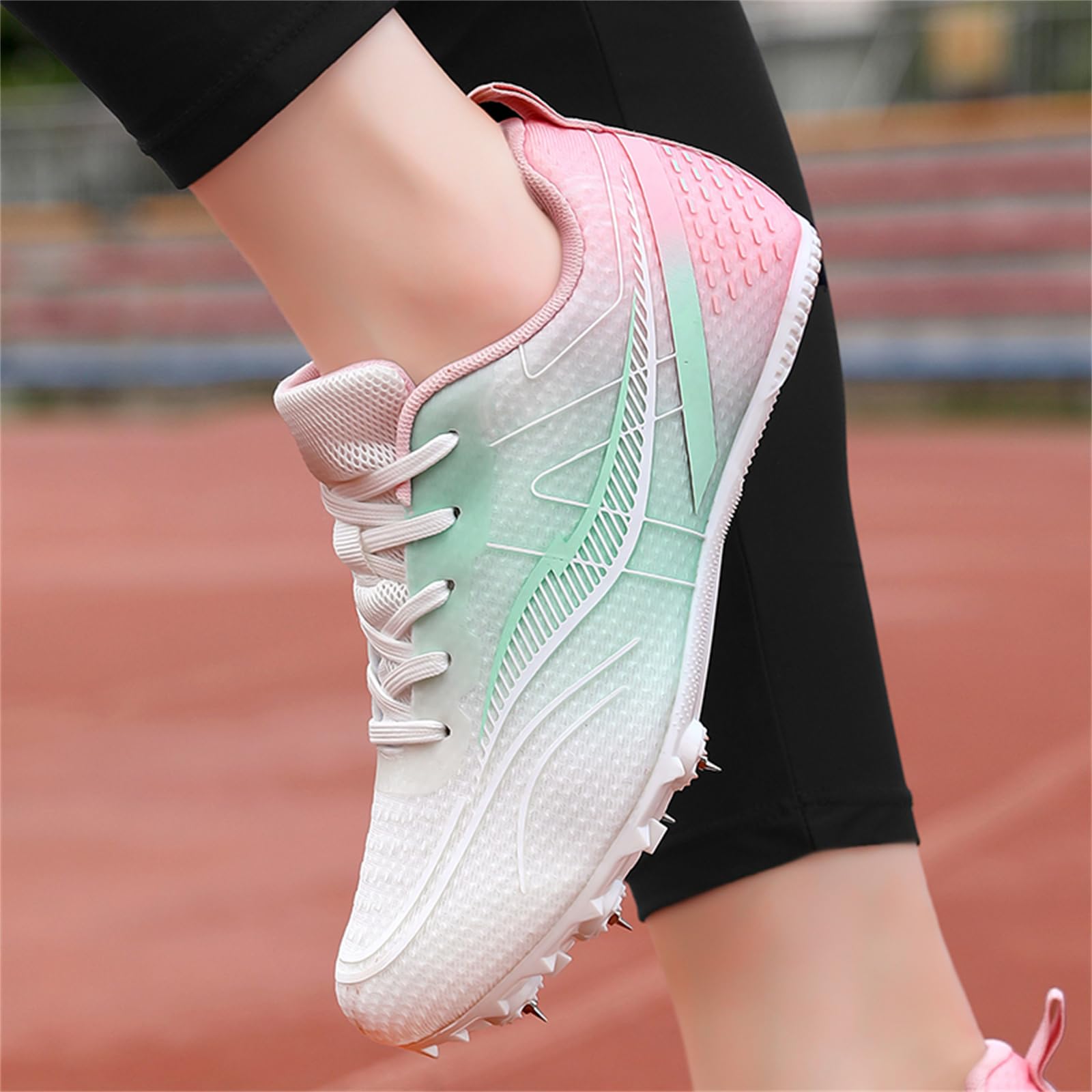 Chaussures D'athlétisme Femmes Baskets Respirantes pour Course sur Piste Saut Sprint Pointes Chaussures De Sport