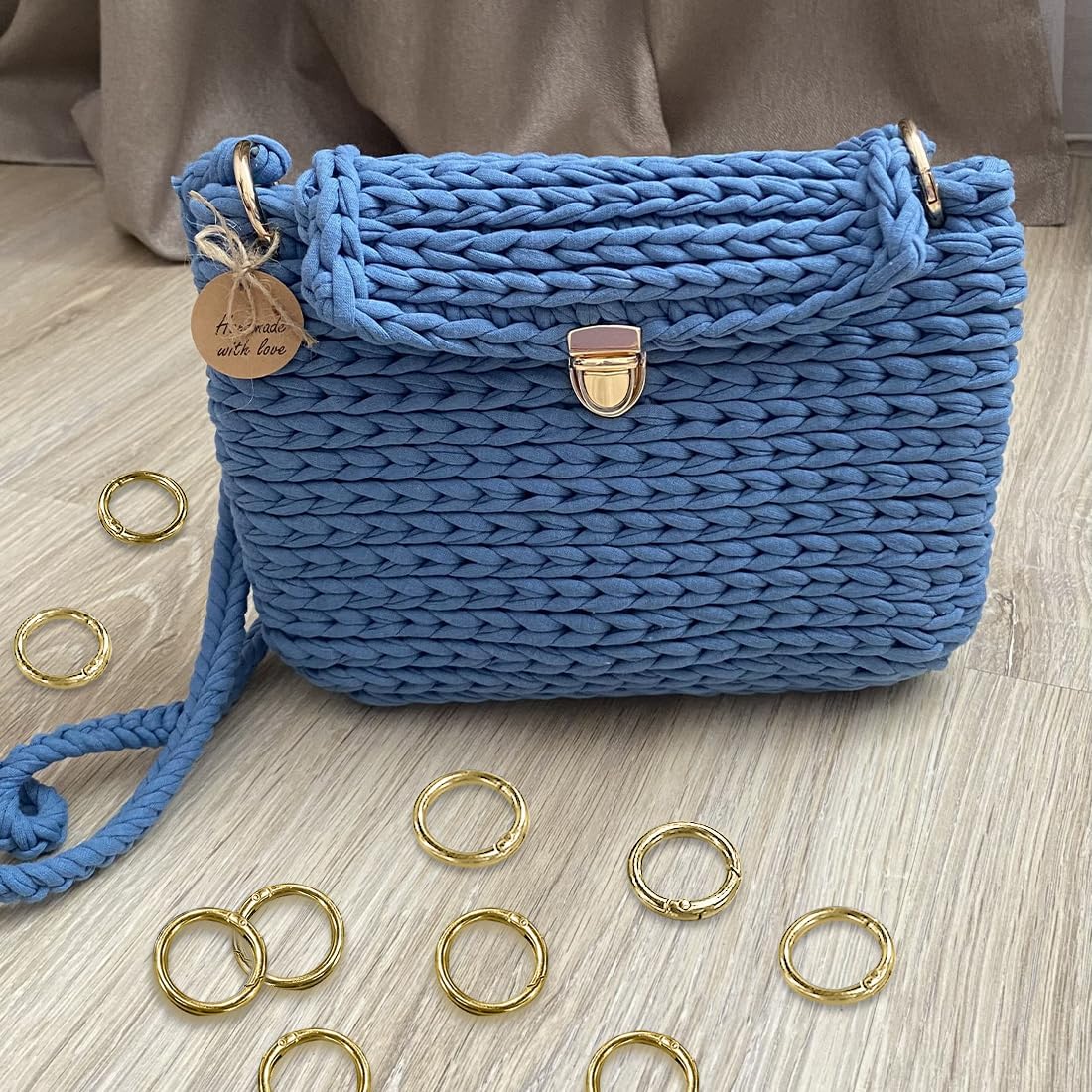 ELANE 24 Pcs Spring O Rings,Trigger Round Snap Buckle,Spring Keyring Buckle,Keychain Ring for Buckle,Bags,Purses (Gold, 1 inch) - Image 4