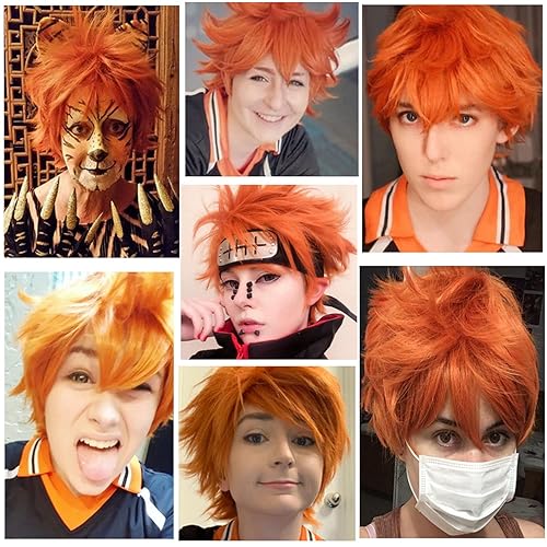 Miniatura 2 de KiyaCos Peluca corta de anime naranja para cosplay cabello sintético de moda Naranja
