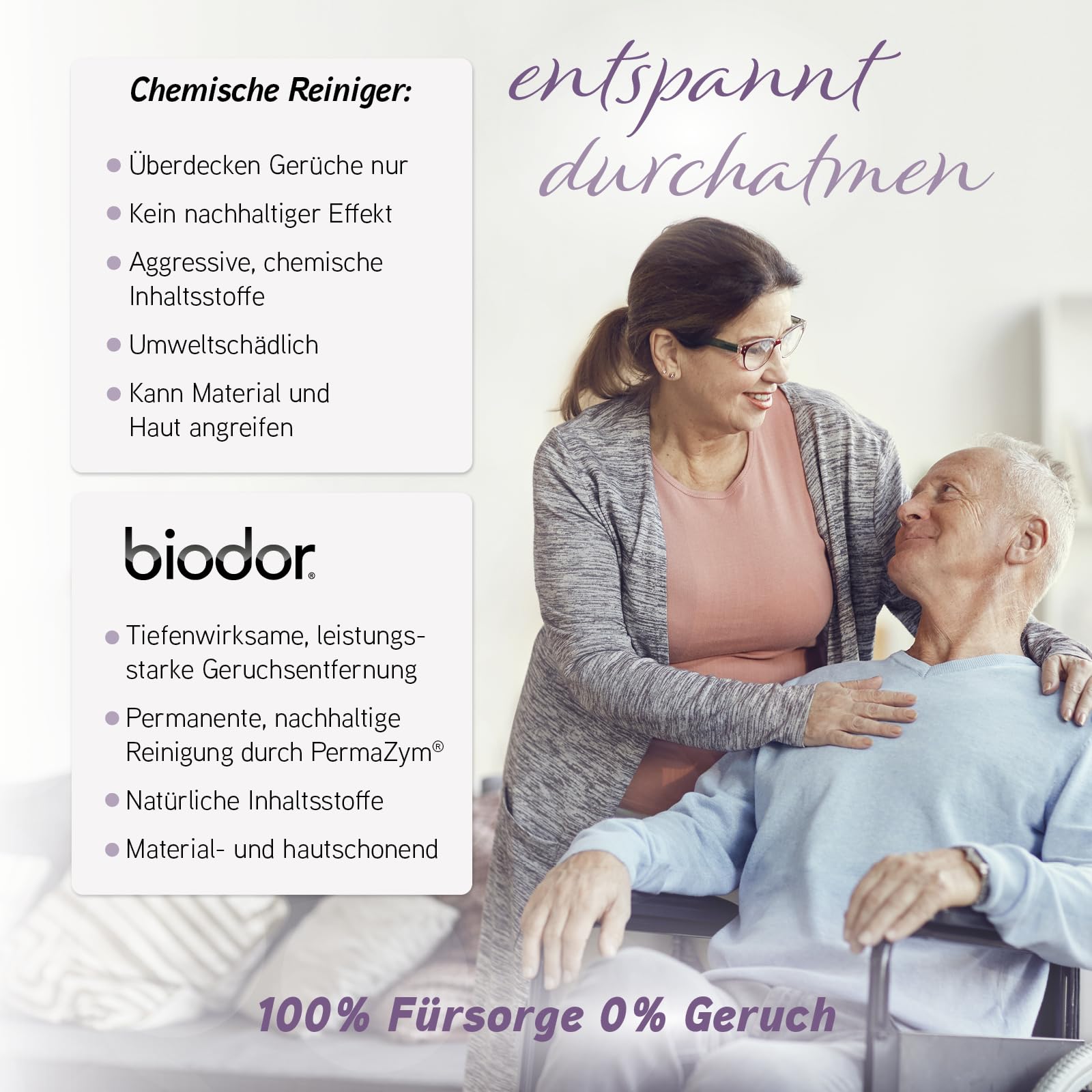 Biodor Pflege Konzentrat 1L - Geruchsentferner & Reiniger - Enzymreiniger für den Pflegehaushalt - Geruchsneutralisierer bei Urin, Inkontinenz und anderen strengen Gerüchen - zuverlässige Reinigung