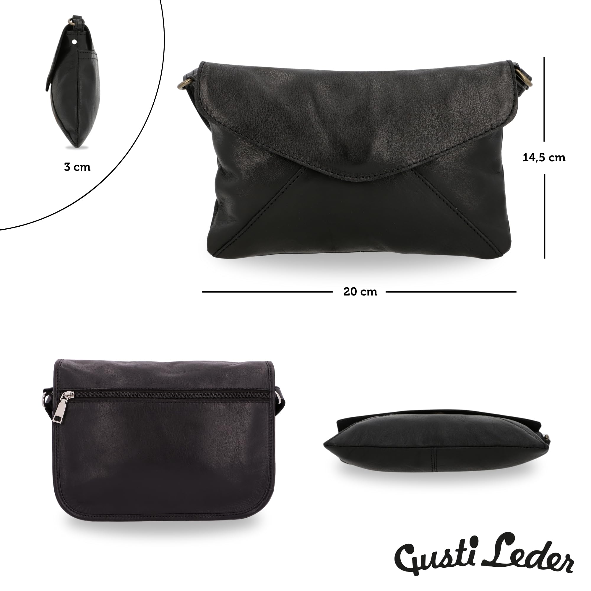 Bolso Bandolera Gusti Cuero Studio Karisma Bolso de Mano Mujer Negro GL_2H83-48-6