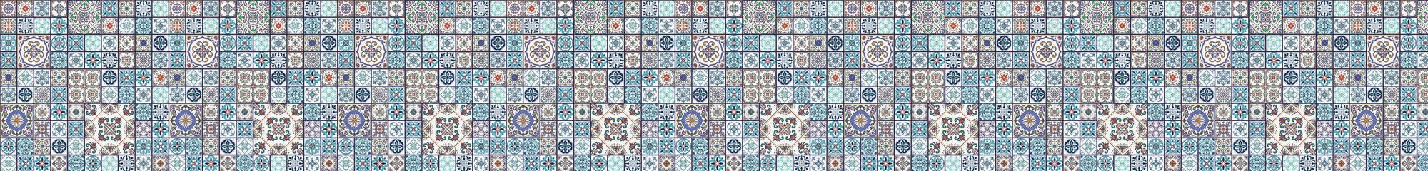 Mutfak Tezgah Arası Folyo Fayans Kaplama Folyosu Fas Desen Mavi 60x400 CM