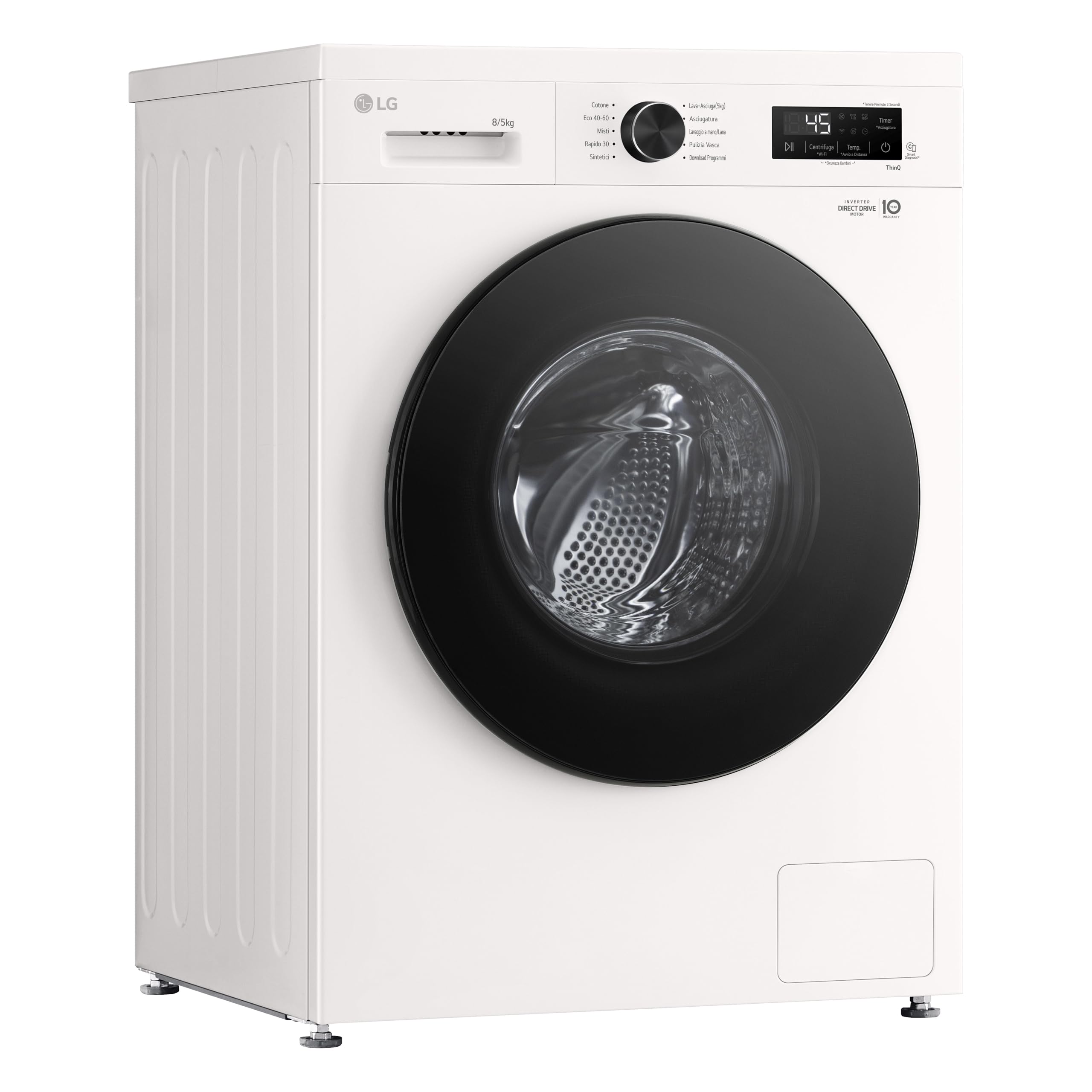 LG W4NX1085NWB Lavasciuga 8/5kg Serie X1, Lavatrice e Asciugatrice Insieme Classe A/E, 1400 Giri, Wi-Fi, Top Rimovibile, Vapore Allergy Care, Tecnologia 6 Motion Direct Drive, Bianca