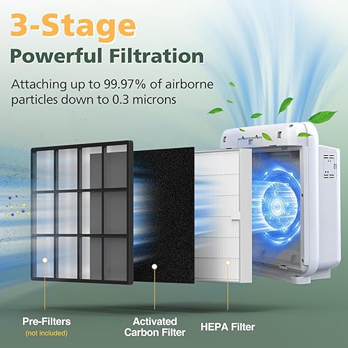 Miniatura 3 de AP-1512HH Juego de repuesto de filtro para purificadores de aire Coway Airmega AP-1512HH y Airmega 200M, 2 filtros HEPA y 6 prefiltros de carbono,