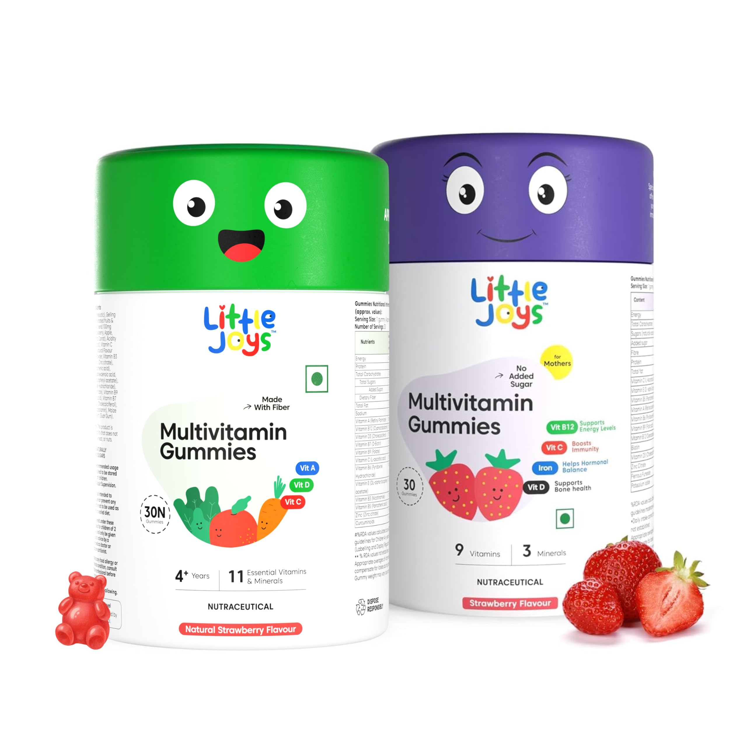 Little Joys Multivitamin Gummies | 7-12 Years |With 11 Vitamins & Minerals | 30 Day pack | Improves Immunity, Bone health & Antibody Production | No Added Sugar | Strawberry Flavour — Amazon image 10
