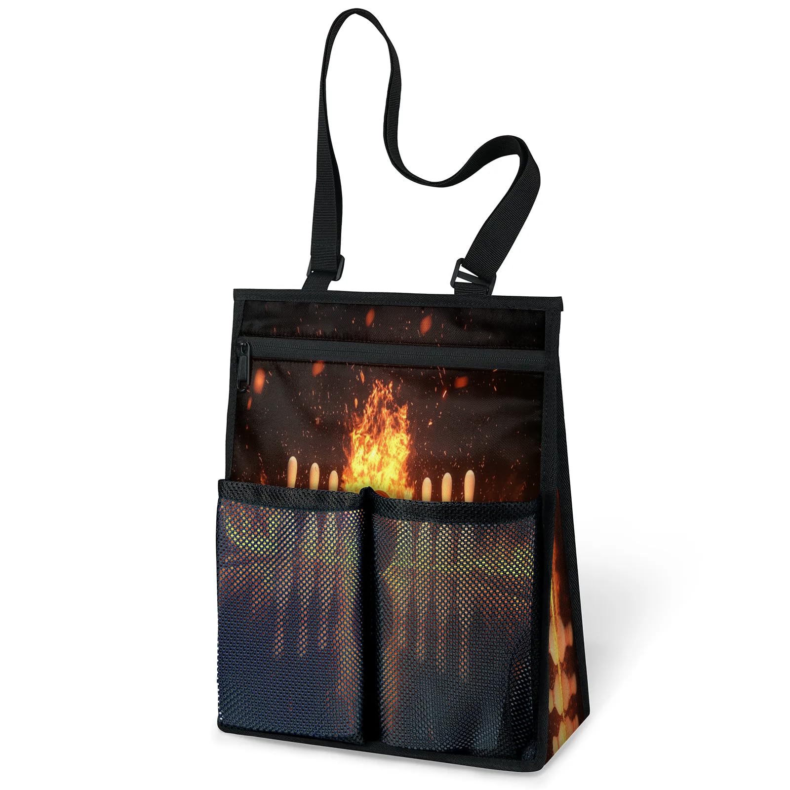 Ourtheme Sports Bowling Flames Portable Shower Bag for Travel Gym Camp Beach Tote Shower Caddy Bags Hanging Toiletry