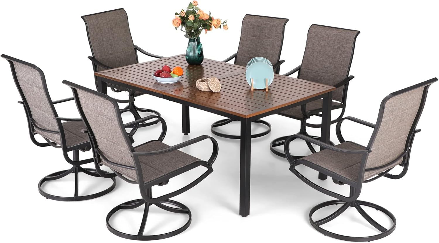 Sophia & William Patio Dining Set Outdoor Dining Set 7 Pieces Patio Furniture Set, 6