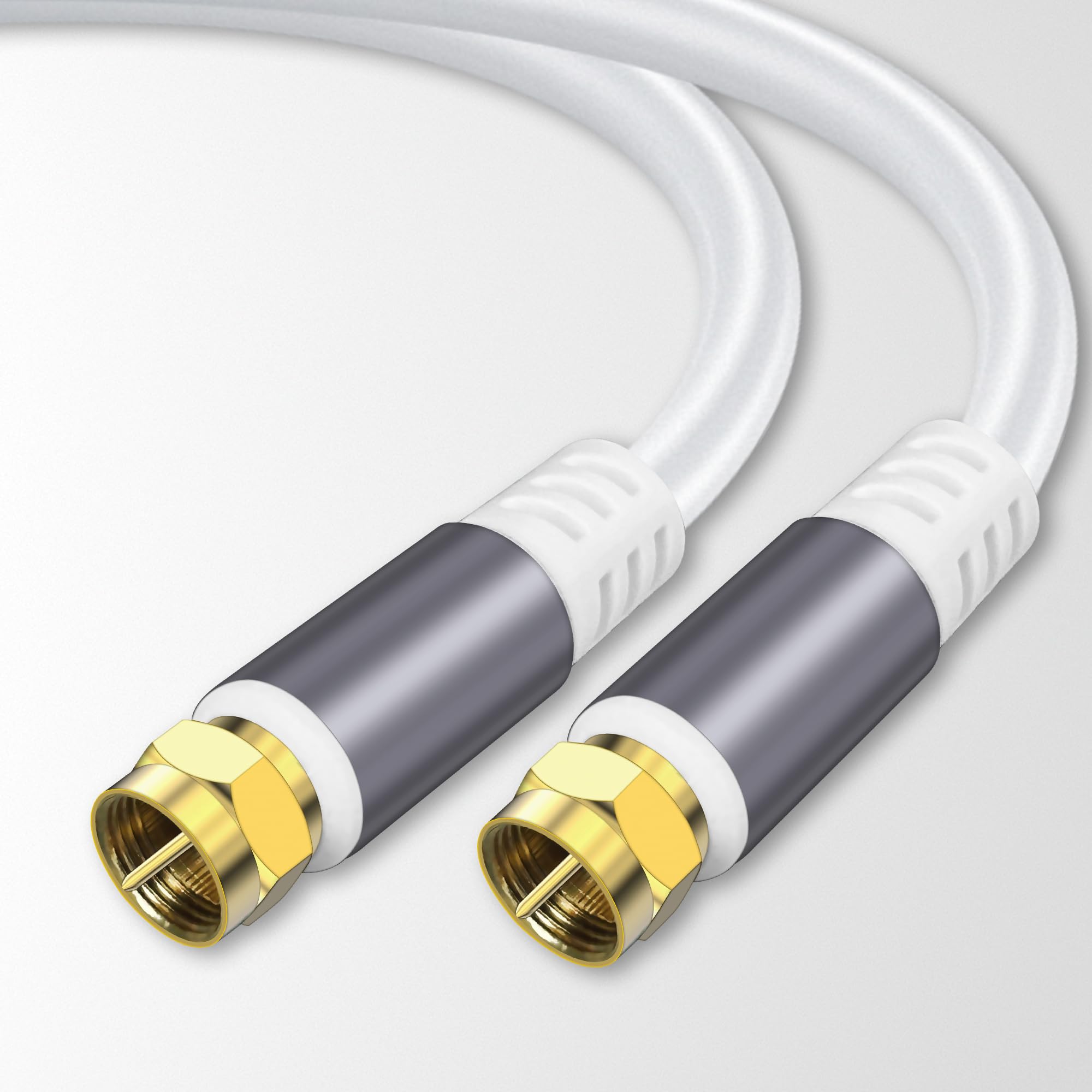 Tiierzon RG6 Coaxial Cable 5FT，Low Loss High Speed Coax Cable Cord Extender for HD TV, Dish, Satellite, Antenna, TV Cable (White, 5FT)