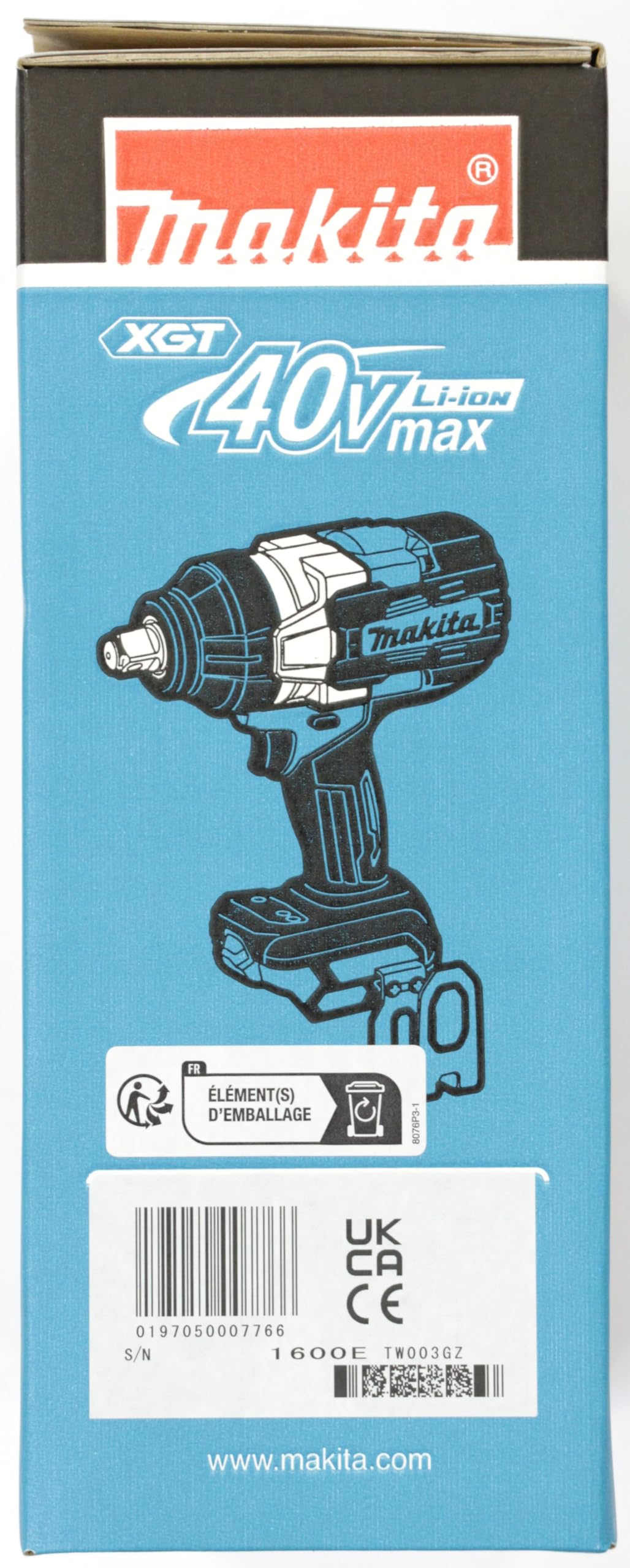 Makita XGT TW003GZ Clé à chocs sans fil, 40 V, 1360 Nm, 1/2", 1800 tr/min, modèle