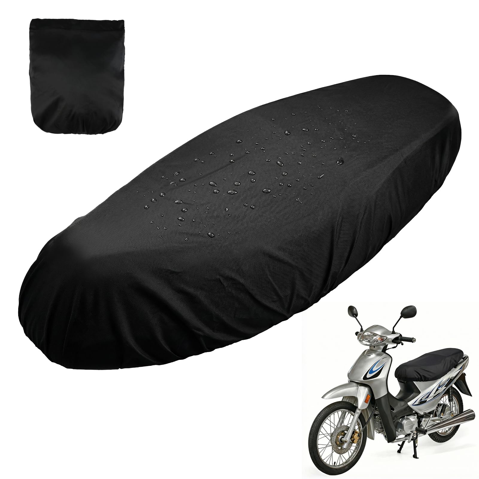 Motorrad Sitzbezug Universal,Wasserdicht Roller Sitzbezüge,Oxford Moto Sitzbankabdeckung mit Gummiband,Kratzfest Motorrad Sitzkissen Zubehör bieten Schutz vor Regen,Sonne und Staubdicht, XL(60-92cm)