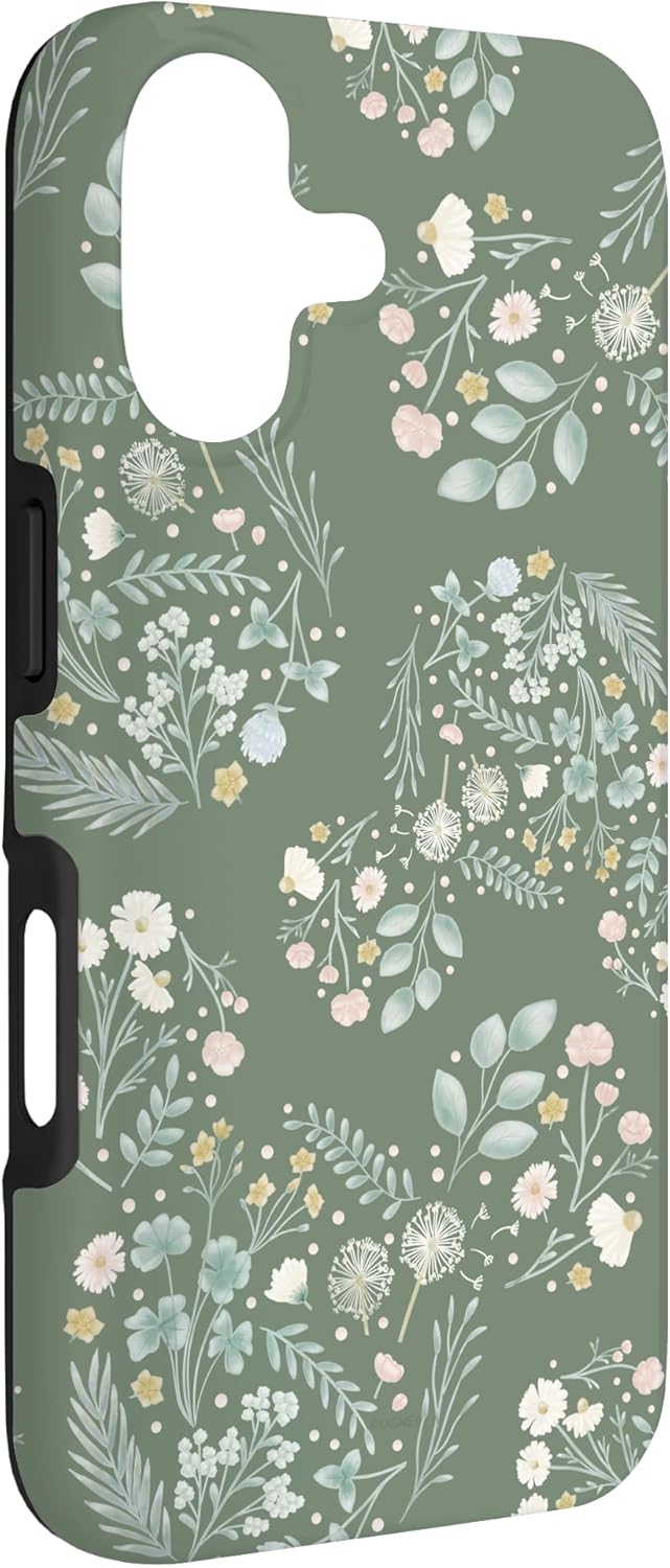 Disney Mickey Mouse Icon Spring Flowers Dusty Green Case for iPhone 17