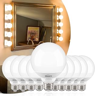 Honesorn Batiroom Light Bulbs 10 Pack, 40 Watt Equivalent, 2700K Warm White Globe Light Bulbs for Vanity Mirror, G25 LED Bulb E26 Base, Round Light Bulb CRI85+, 500LM, 120V, Non-dimmable, 4 Pack