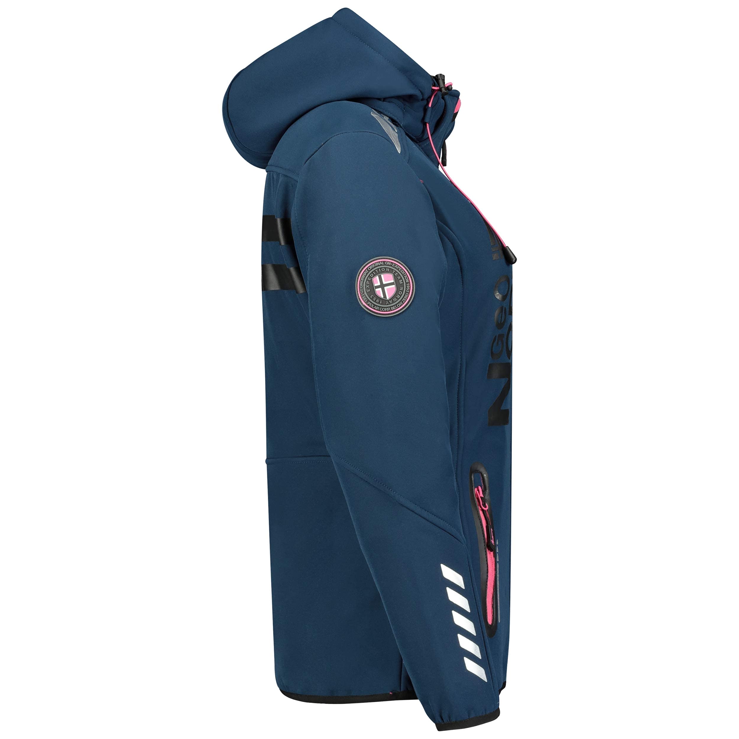 GEO NORWAY REINE LADY - Chaqueta Softshell impermeable mujer - Chaqueta capucha Transpirable - Chaqueta cremallera resistente invierno - Actividades aire libre Senderismo