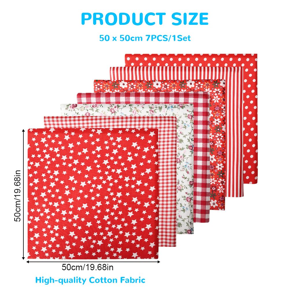 Aucuu 7PCS Fat Quarters Fabric Bundles, 50cm x 50cm Fabric Bundles, Quilting Cotton, Bundle Quilting Craft FA-BRIC - Image 2