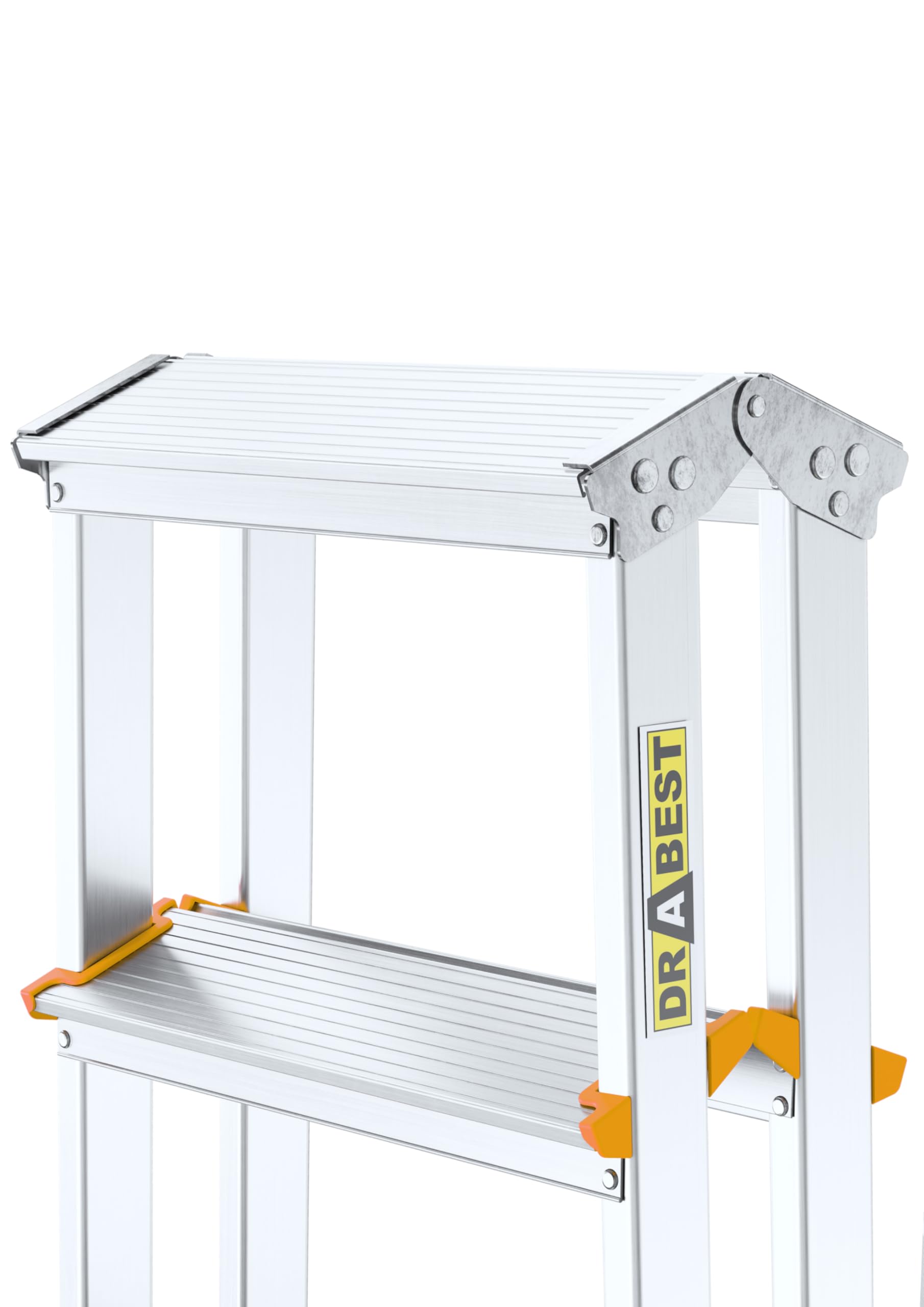 Drabest ESCALERAS Serie Pro Escalera Doméstica de Aluminio de Doble Cara de 2x5 Peldaños 150kg - Escalera de Tijera de Aluminio - Escaleras Multiusos - Escalera de Tijera Plegable - 46x110x16cm