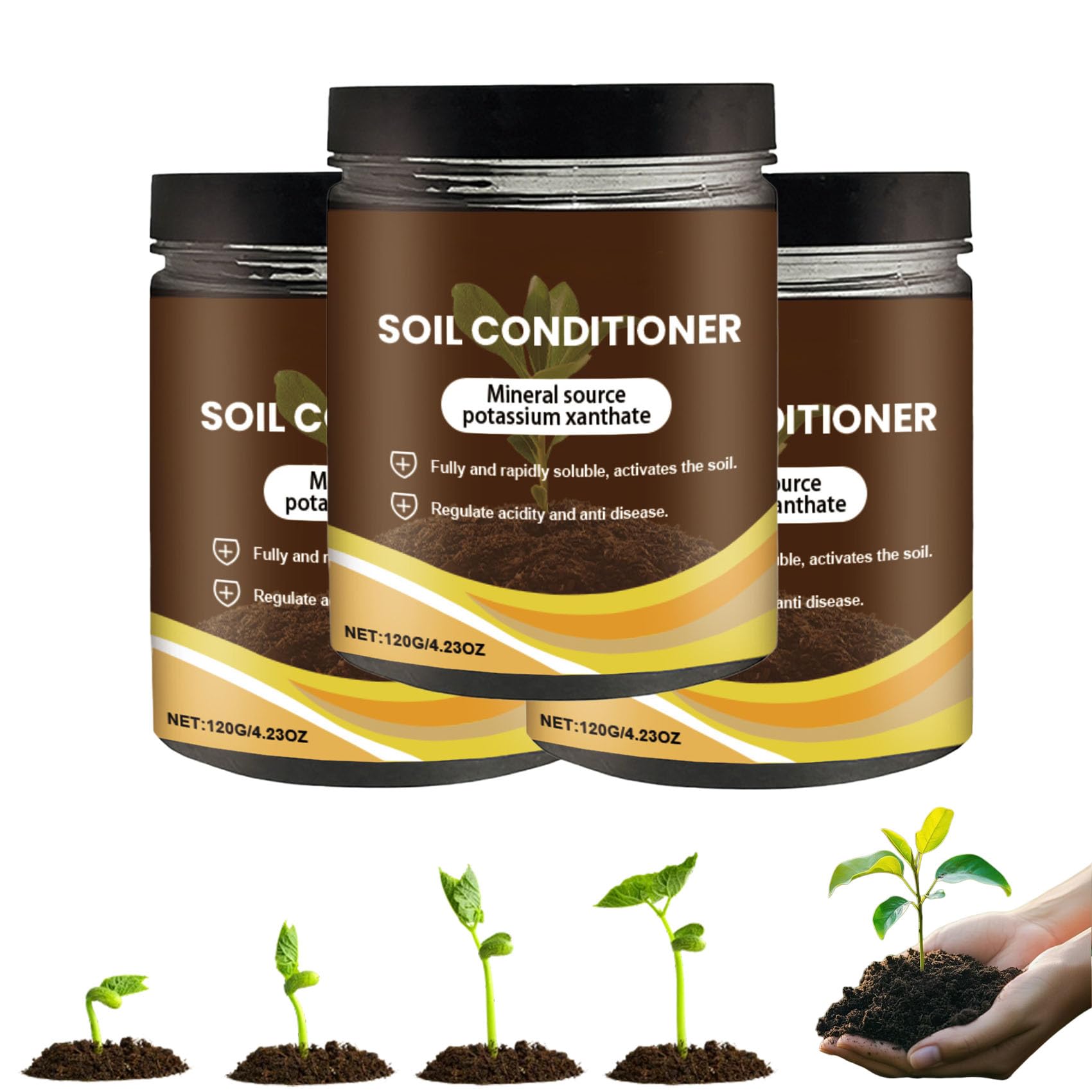 Soil Pro Activator, Water-Soluble Soil Care Formula for Vegetables, Flowers, Potted Plants and Garden Use (3pcs)