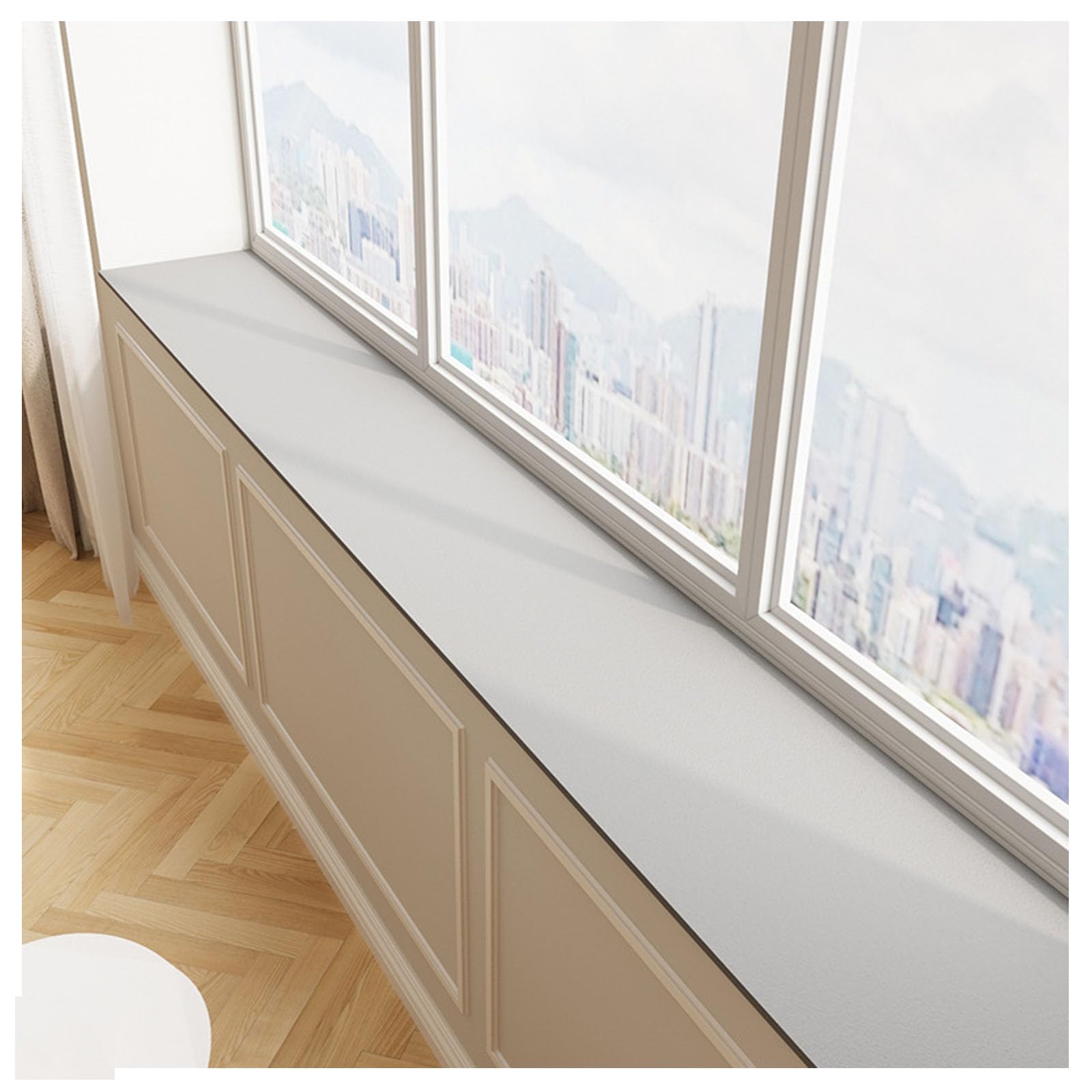 BNZCZY Solid Color Bay Window Mat,Narrow Windowsill Pad,Four Seasons,Bedroom Balcony Protection Mat,bay Window Décor Pads,Easy Care,Cuttable(Size:6 * 79in,Color:Moon Shadow Gray)