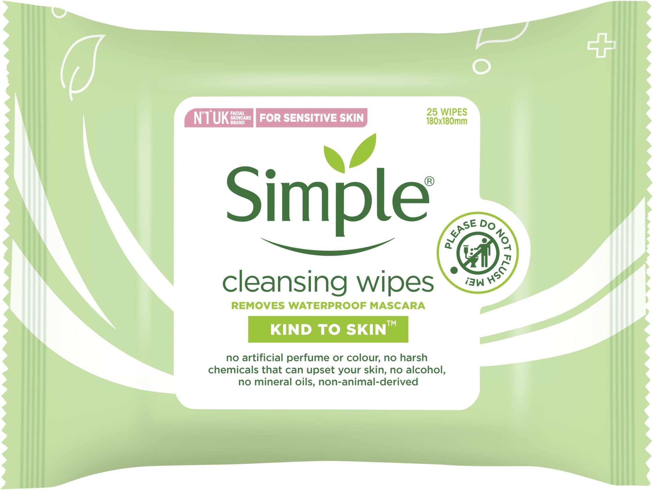 Simple Kind to Skin Cleansing remove waterproof make-up Facial Wipes for sensitive skin 25 wipes