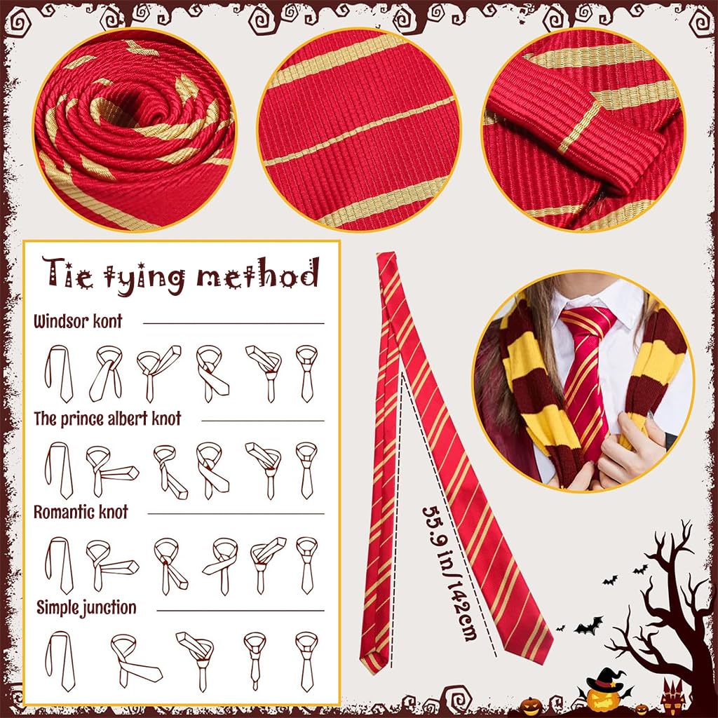 PATPAT® Magic Robe Wizard Costume Magic School Uniform Halloween with Stick, Scarf Tie & Glasses Ha*ry Potter Accessories for Kids 125-135cm High - Image 4 thumbnail