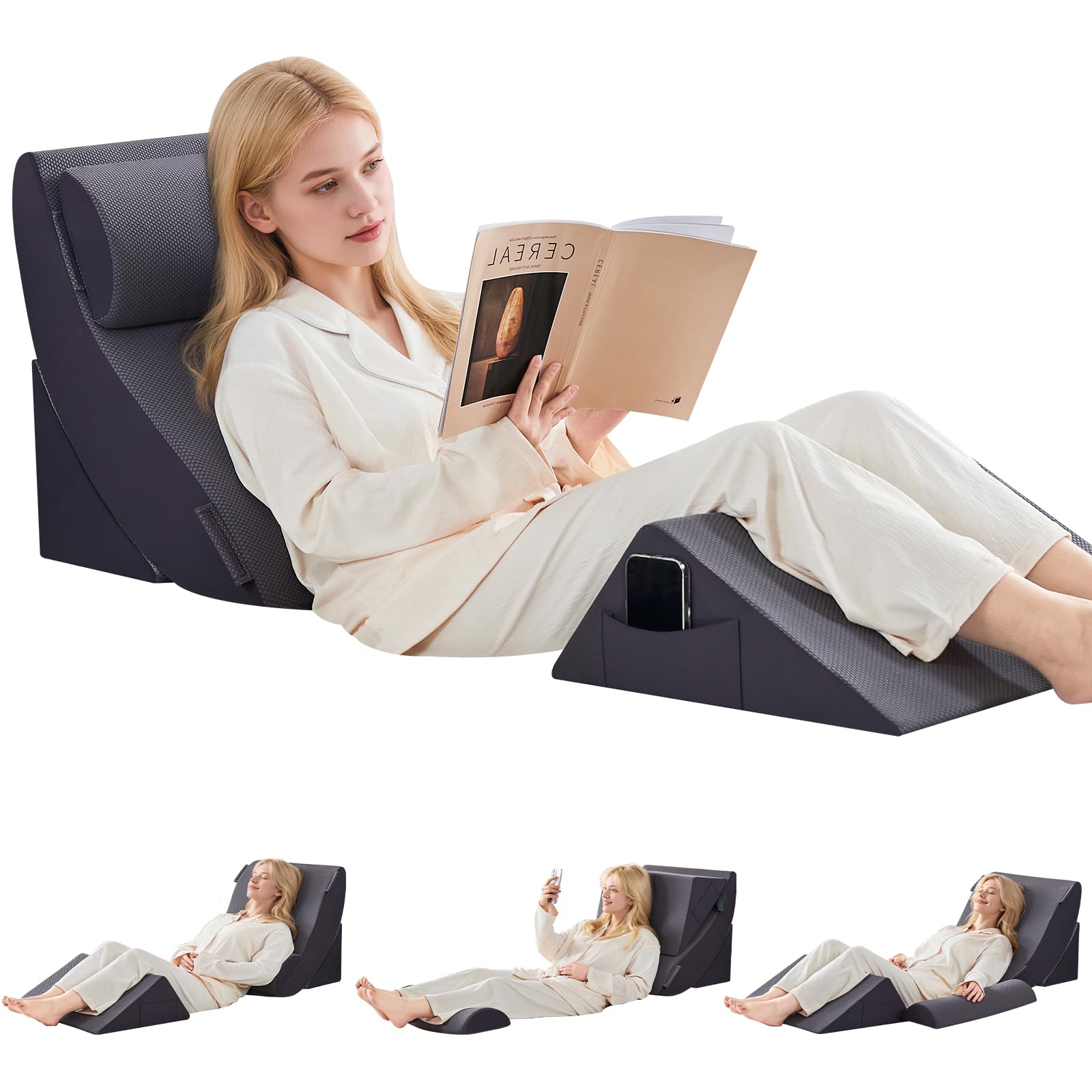 Paxato 4PCS Bed Wedge Pillow Set