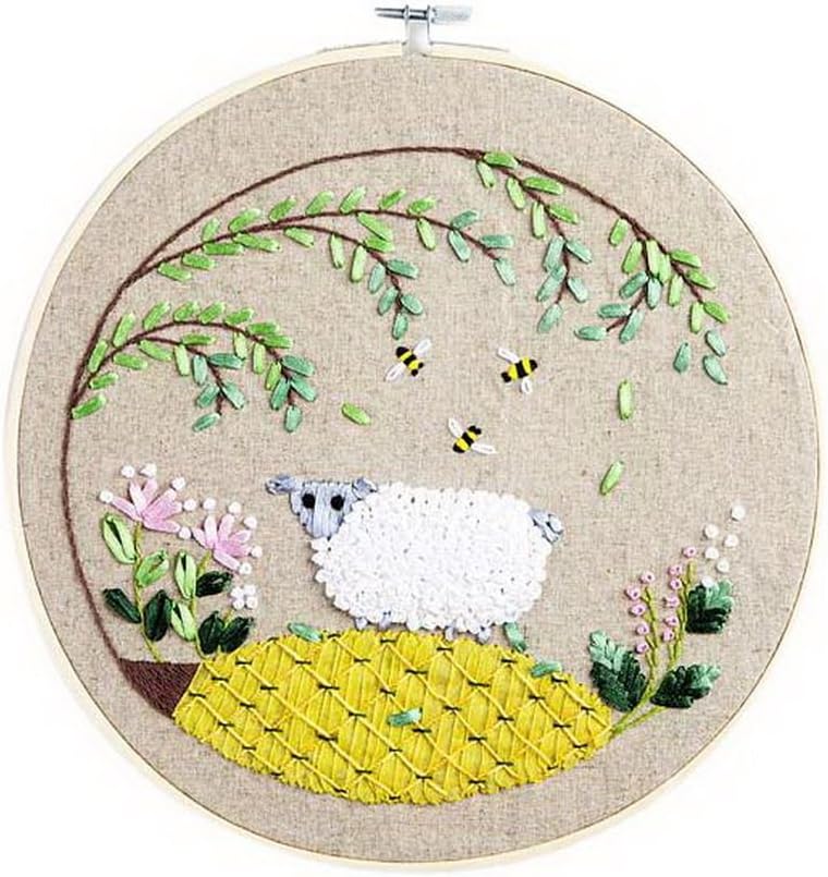 Handmade Embroidery Counted Cross Stitch Kits for Beginner, Sheep Under The Tree