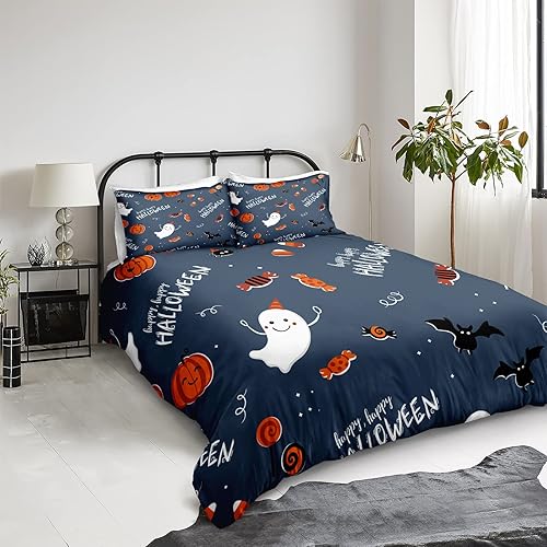 Miniatura 166 de Pumpkin Bedding Halloween Duvet Cover Set Funny Evil Pumpkin Pattern Design Black Halloween Bedding Set Queen 1 Duvet Cover 2 Pillowcases