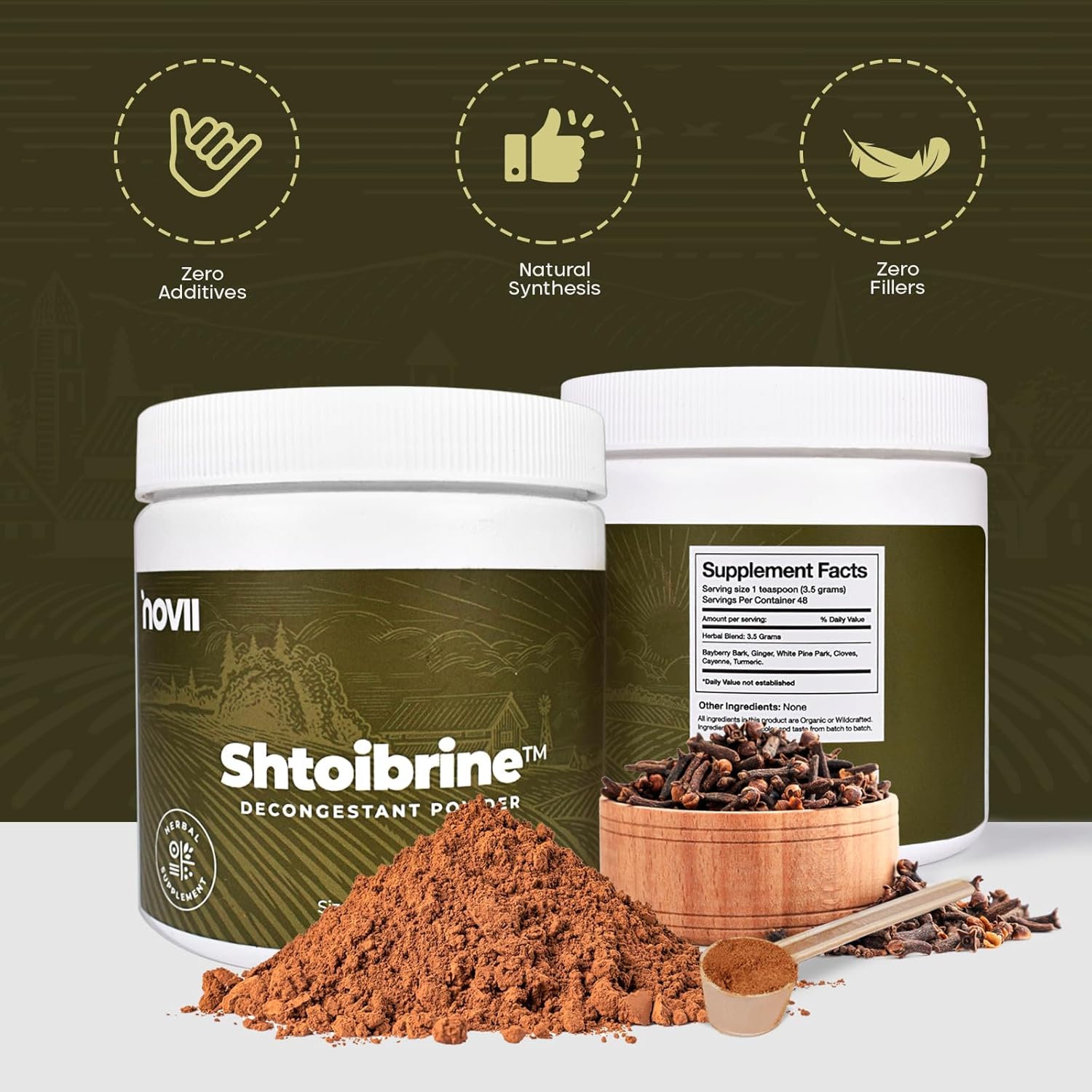 Shtoibrine Decongestant Powder for Sinus Relief- 100% Natural Herbal Sinus Decongestant- Oral Natural Remedy for Congestion & Mucus Relief- Kosher Certified Chest Decongestant - 6oz