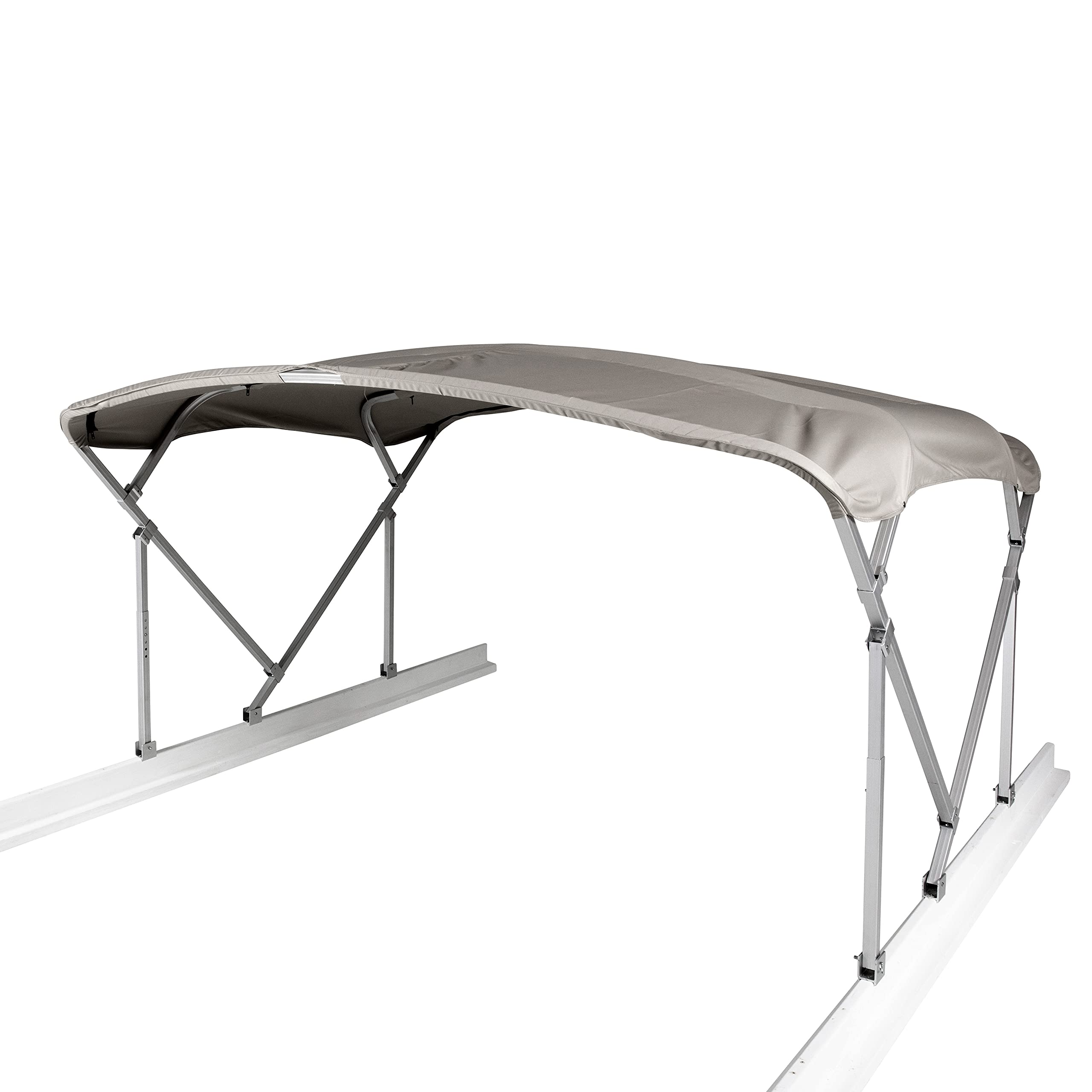 TAYLOR MADE PRODUCTS Manual Bimini Top Kit for Boats – 8'W x 10'L (Beige) – Bimini Top Replacement Kit Includes Frame, Canvas, Storage Boot – Four-Bow Bright Dip Anodized Aluminum Frame – 2020329857