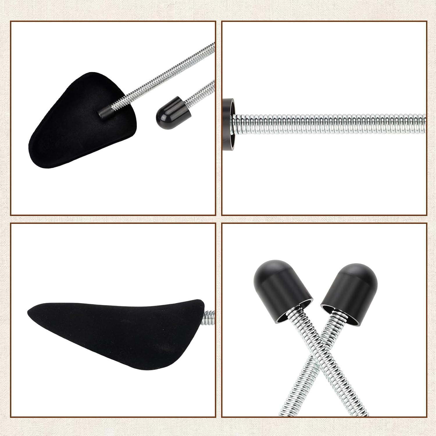 Remerry 6 Pair Black Velvet Shoe Tree for Women Plastic Spring Stretcher
