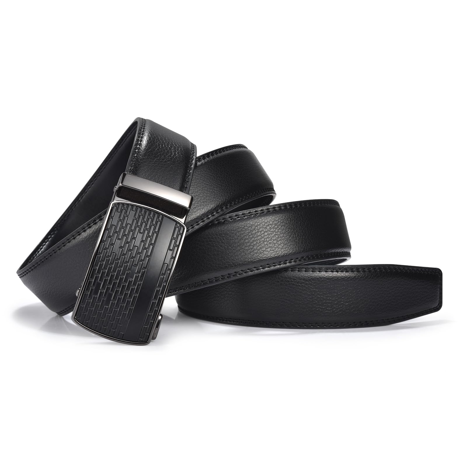 FEFLO Cintura Uomo, Cintura Pelle con Fibbia Automatica cricchétto, Larghezza 35 mm,Taglia Regolata, Adatto per abbigliamento da lavoro e casual