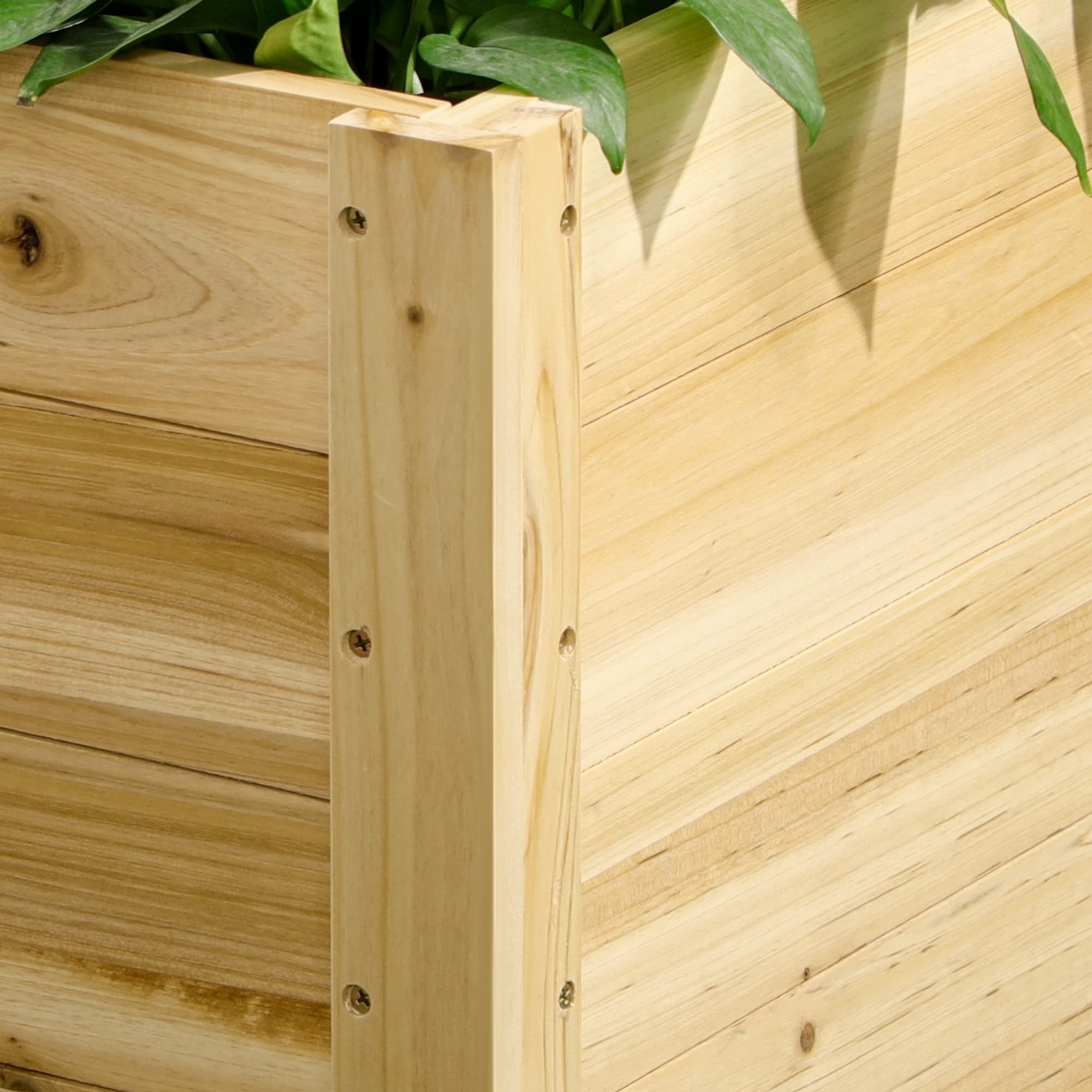 Outsunny Fioriera da Giardino con Foro di Drenaggio e Fodera di Tessuto non Tessuto, Fioriera in Legno di Abete con Rotelle, 89x48x47 cm, color Legno