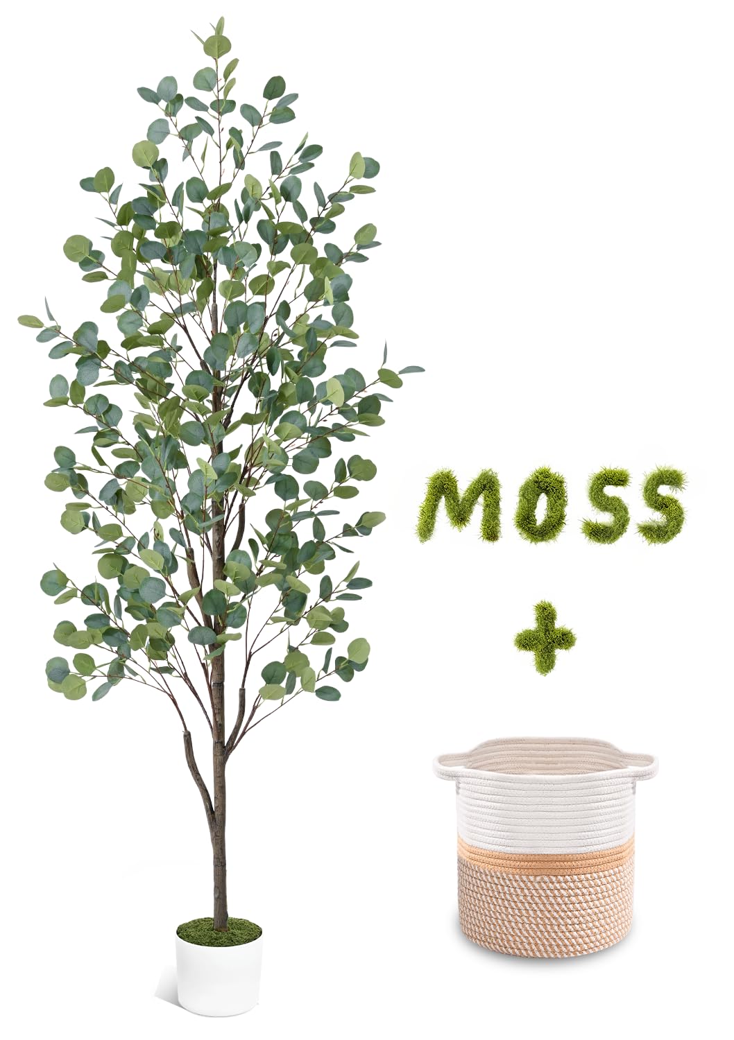 Waipfaru 6FT Fake Eucalyptus Tree with Natural Wood Trunk