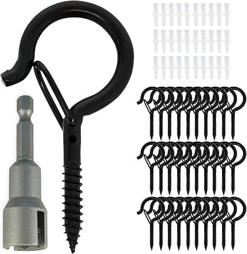 GearHill 30 ganchos de rosca para colgar, ganchos de metal resistentes, diseño de hebilla de seguridad, fáciles de liberar, ganchos para colgar