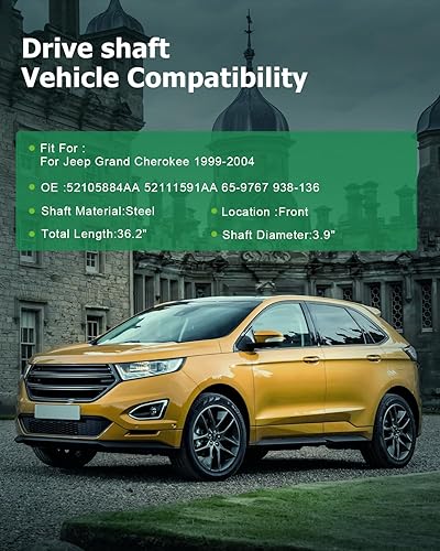 Vista 712 de SCITOO Longitud del eje de hélice del eje de transmisión delantero 36.2 pulgadas compatible con 2001-2004 para Jeep Grand para Cherokee 4.0L