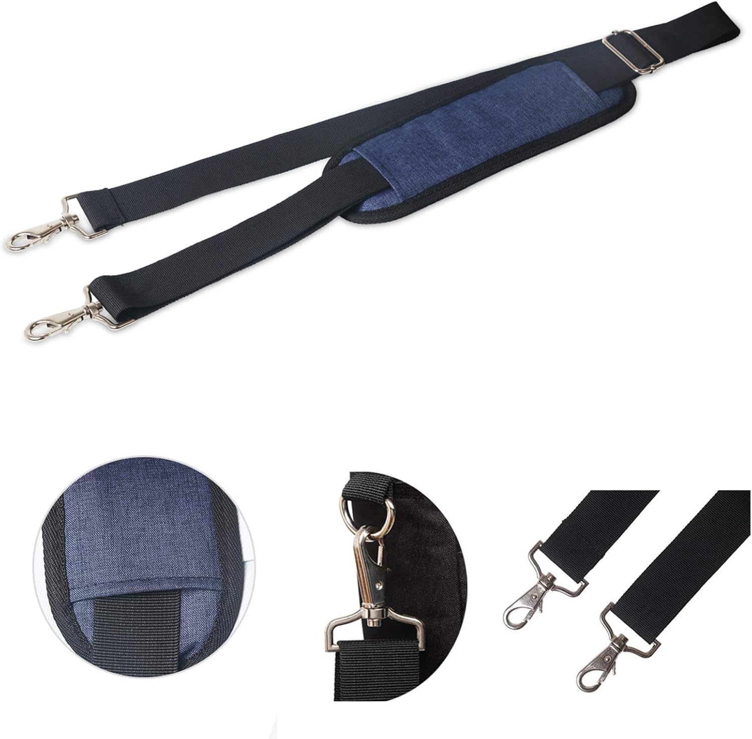 Miniatura 4 de JAKAGO - Correa de repuesto para el hombro, 60.2in, acolchada, correa de lona larga, universal, ajustable, con ganchos de metal y almohadilla