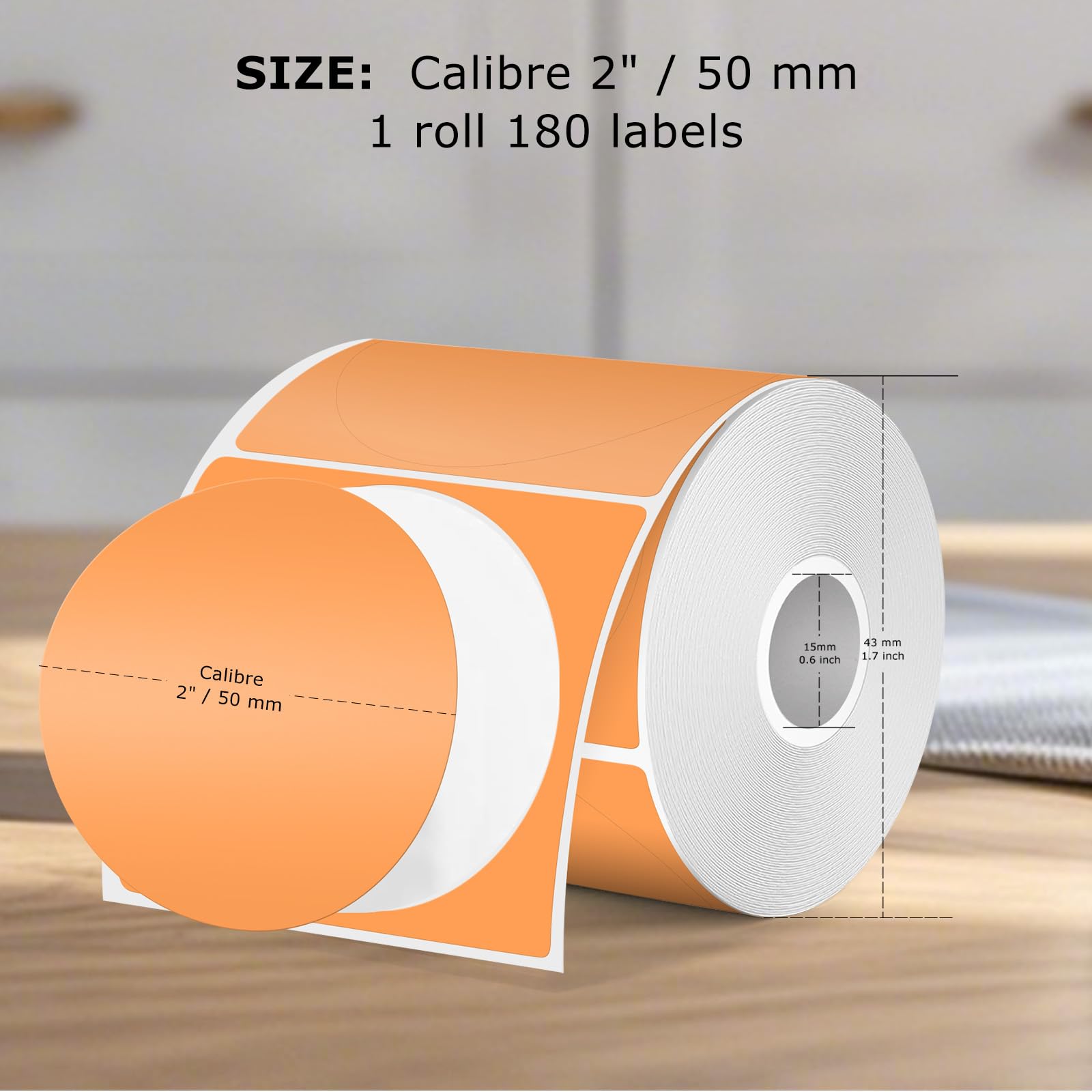 Étiquettes Thermiques Rondes FINDAT 50mm - Rouleau Vinyle 180 Autocollants - Imprimante M110/M220