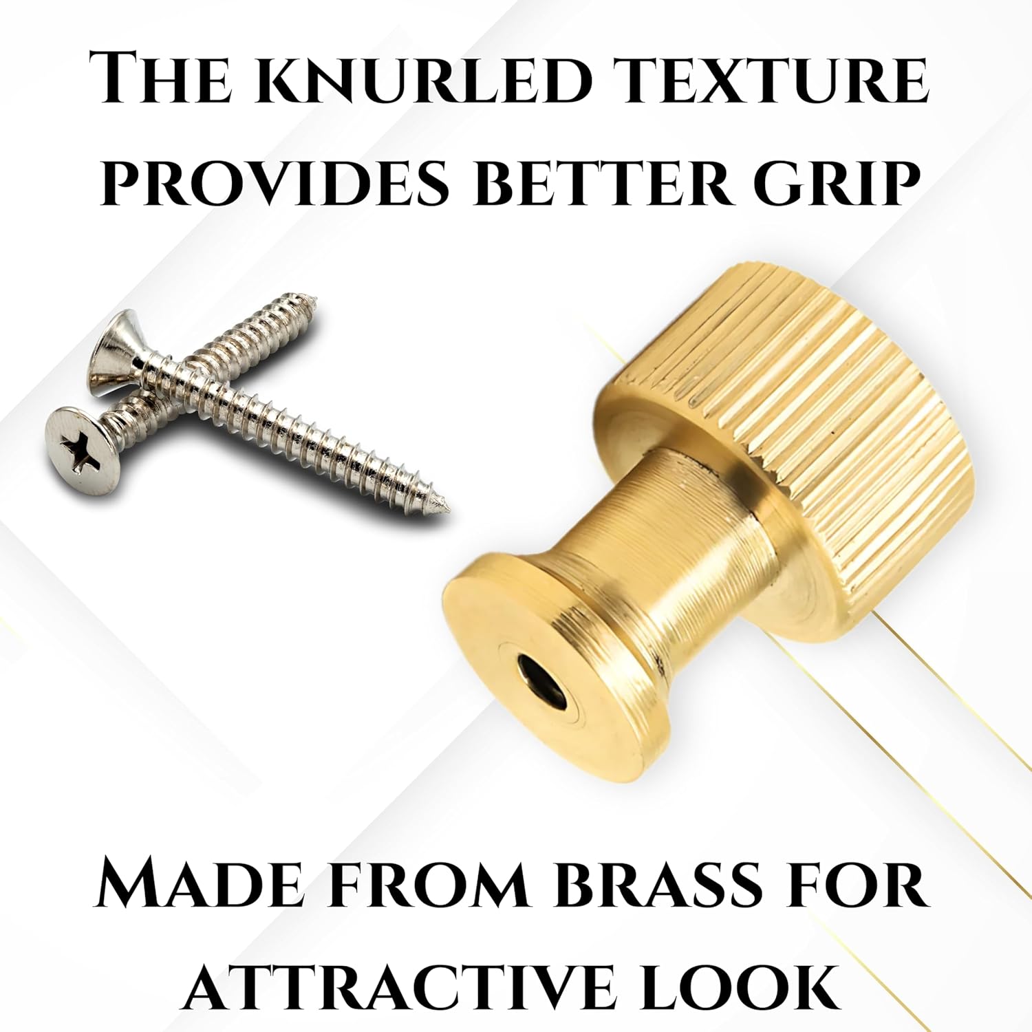 6-Pack Solid Brass Cabinet Knobs, Modern Gold Drawer Pulls, Brushed Brass Finish, Durable Handles for Kitchen, Dresser & Cabinet