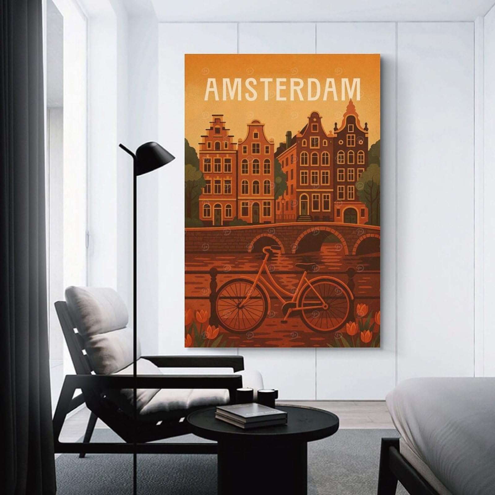 Junmoney Decorative Wall Artwork Amsterdam Travel, 20x30inch(50x75cm), for Corridors, Hallways Or Apartment Entries, Wall Decor to Refresh Empty Corners