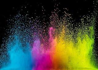 BELECO 7x5ft Fabric Colorful Paint Splash Backdrop Abstract Color Powder Explosion on Black Background Rainbow Art Paint Party Decor Birthday Photoshoot Kids Adults Portrait Photo Props Wallpaper
