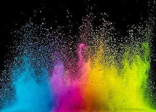 BELECO 7x5ft Fabric Colorful Paint Splash Backdrop Abstract Color Powder Explosion on Black Background Rainbow Art Paint Party Decor Birthday Photoshoot Kids Adults Portrait Photo Props Wallpaper