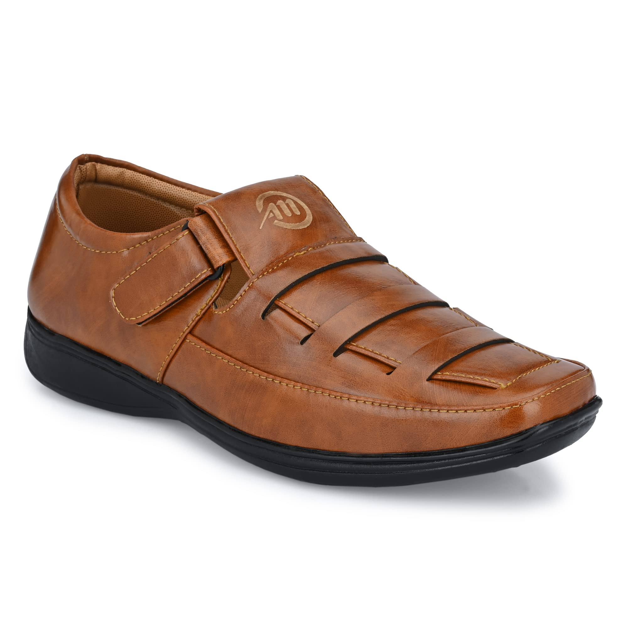 amifaa Men's Black Brown Tan Synthetic Leater Outdoor Casual Sandal-picture-25
