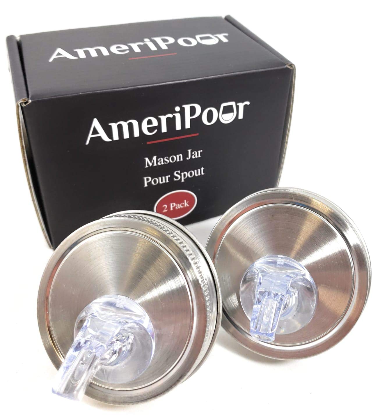 Mason Jar Pour Spouts Stainless With No Flap - For Moonshine And Whiskey - Made 100% In The USA. Free Flow Mason Jar Spouts That Don't Leak - No