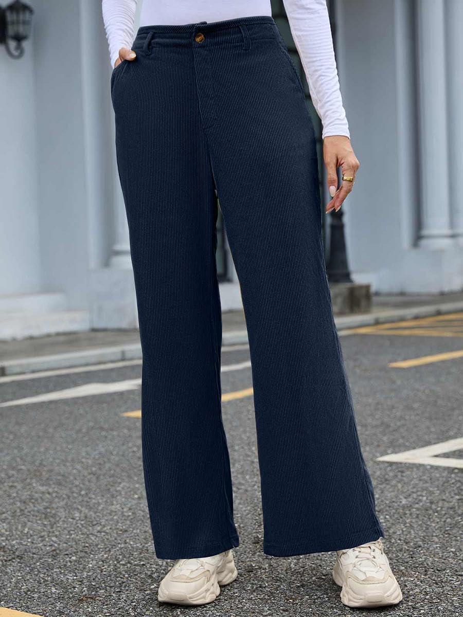 Hoge taille corduroy broek met wijde pijpen voor de herfst/winter
