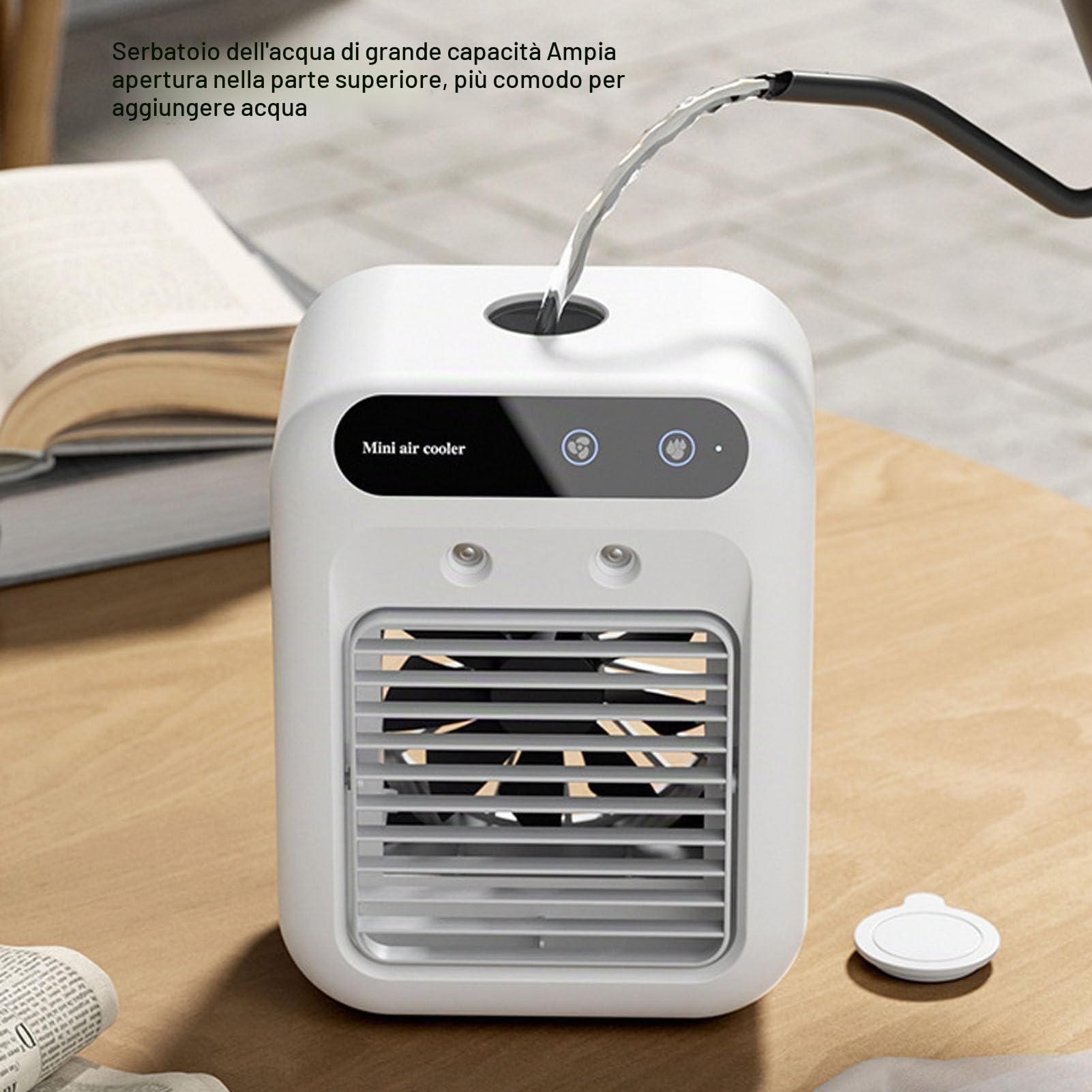 Ejoyous Aria condizionata, mini climatizzatore portatile 4 in 1, umidificatore da tavolo con serbatoio dell'acqua da 500 ml