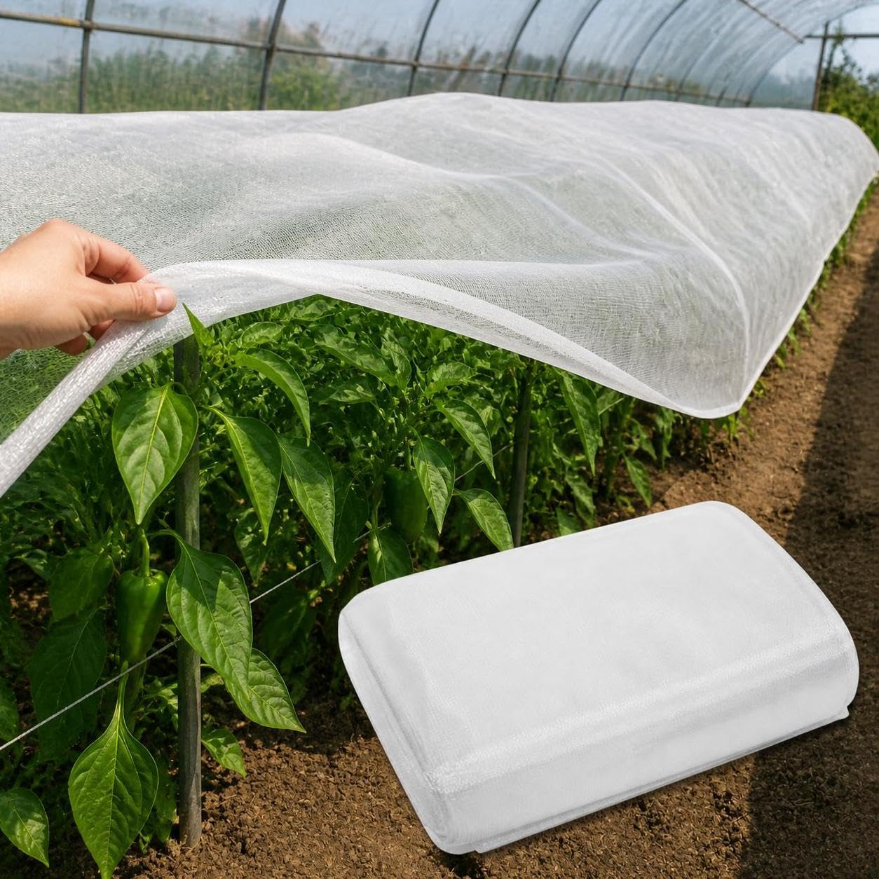 Rete Anti-insetti Agricola 60 Mesh, 2 x 10 metri | in polietilene, materiale ispessito, per agricoltura | protezione piante, frutta, verdura, per coltivazioni