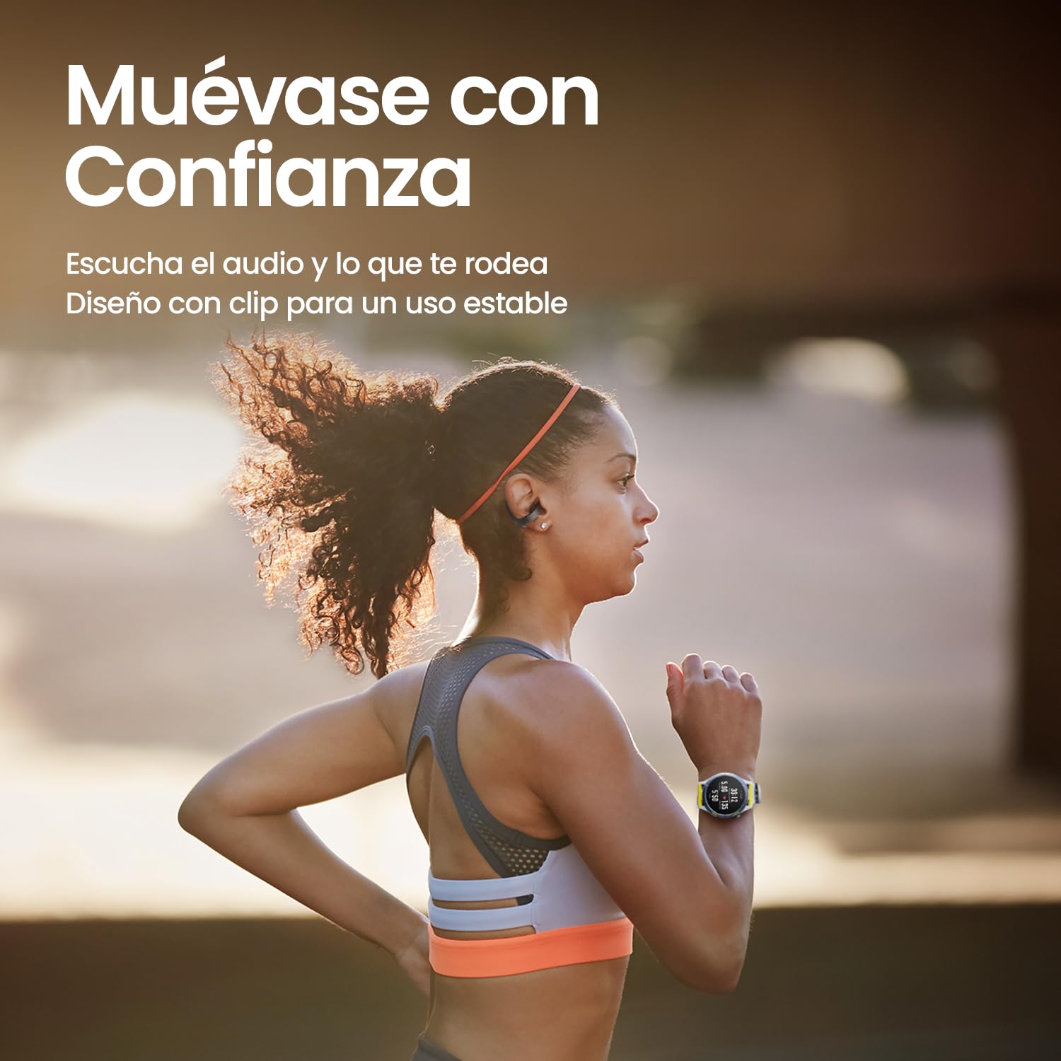 Amazfit Up OWS Auriculares Bluetooth 5.3, Diseño Abierto Inalámbrico con Control Táctil, Resistente al Agua IPX4, Reducción de Ruido con IA, Cascos Deportivos para Running y Fitness