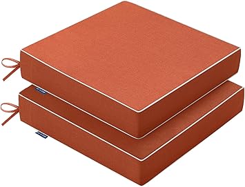38% off: MIULEE Orange Outdoor Chair Cushions Set of 2, 19x19x3 Inch Waterproof Patio Seat Cushions for …