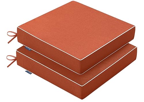 MIULEE Orange Outdoor Chair Cushions Set of 2, 18.5x16x3 Inch