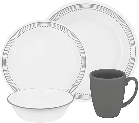 Corelle Dinnerware 16pc Mystic Gray, White and Gray Buy Online at