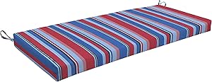 Honeycomb Indoor/Outdoor Stripe Blue & Red Cushion: Recycled Fiberfill, Weather Resistant, Reversible, Comfortable and Stylish Patio Cushion: 44" W x 18.5" D x 3" T